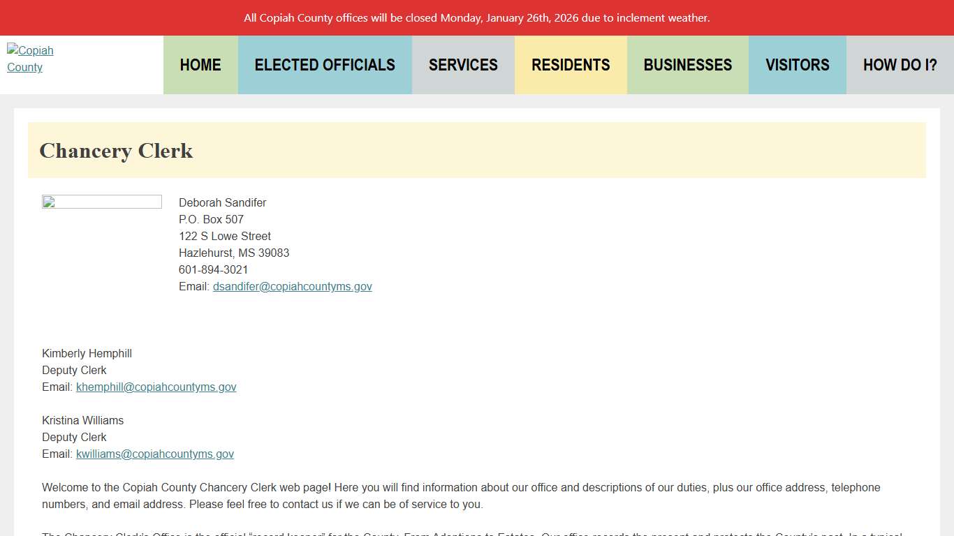 Chancery Clerk - Copiah County